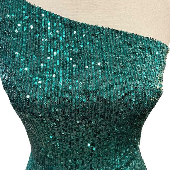 Blondie Nites Green Sequin Party Dress Sz 7 Party Cocktail Homecoming Christmas - Picture 6 of 9